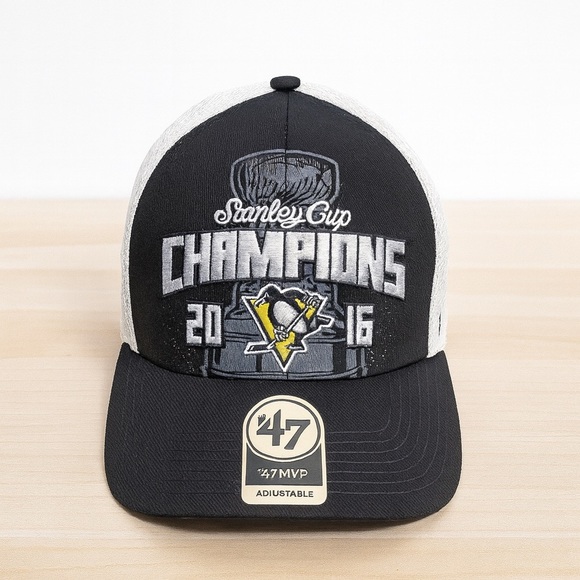 '47 Pittsburgh Penguins NHL Snapback Hat Black Stanley Cup Adjustable Cap - Picture 1 of 3